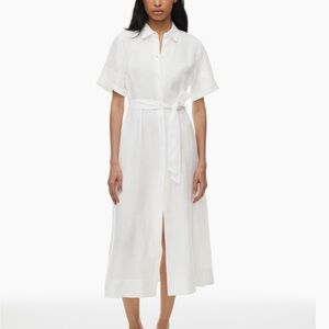 Aritzia Babaton Midi Cotton Button Up White Shirt Dress Size S Small